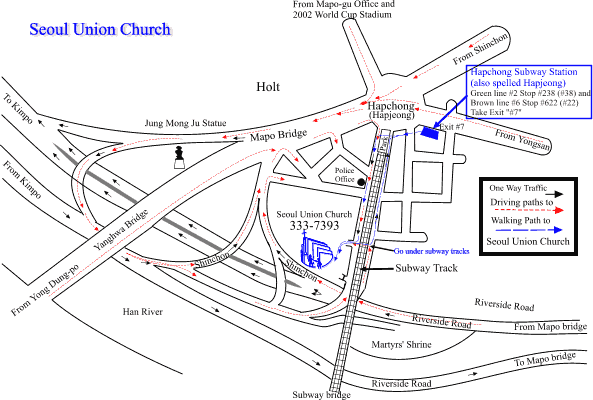 Small map to Seoul Union Church